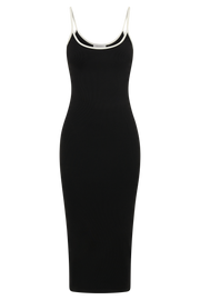 Alexis Ribbed Contrast Midi Dress - Black/White