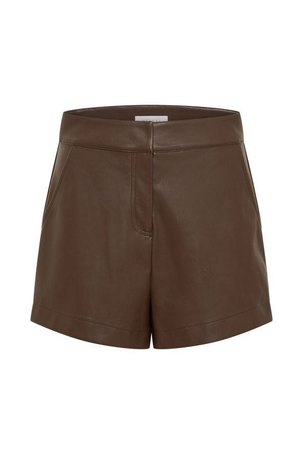 Ingrid Faux Leather Shorts - Dark Brown