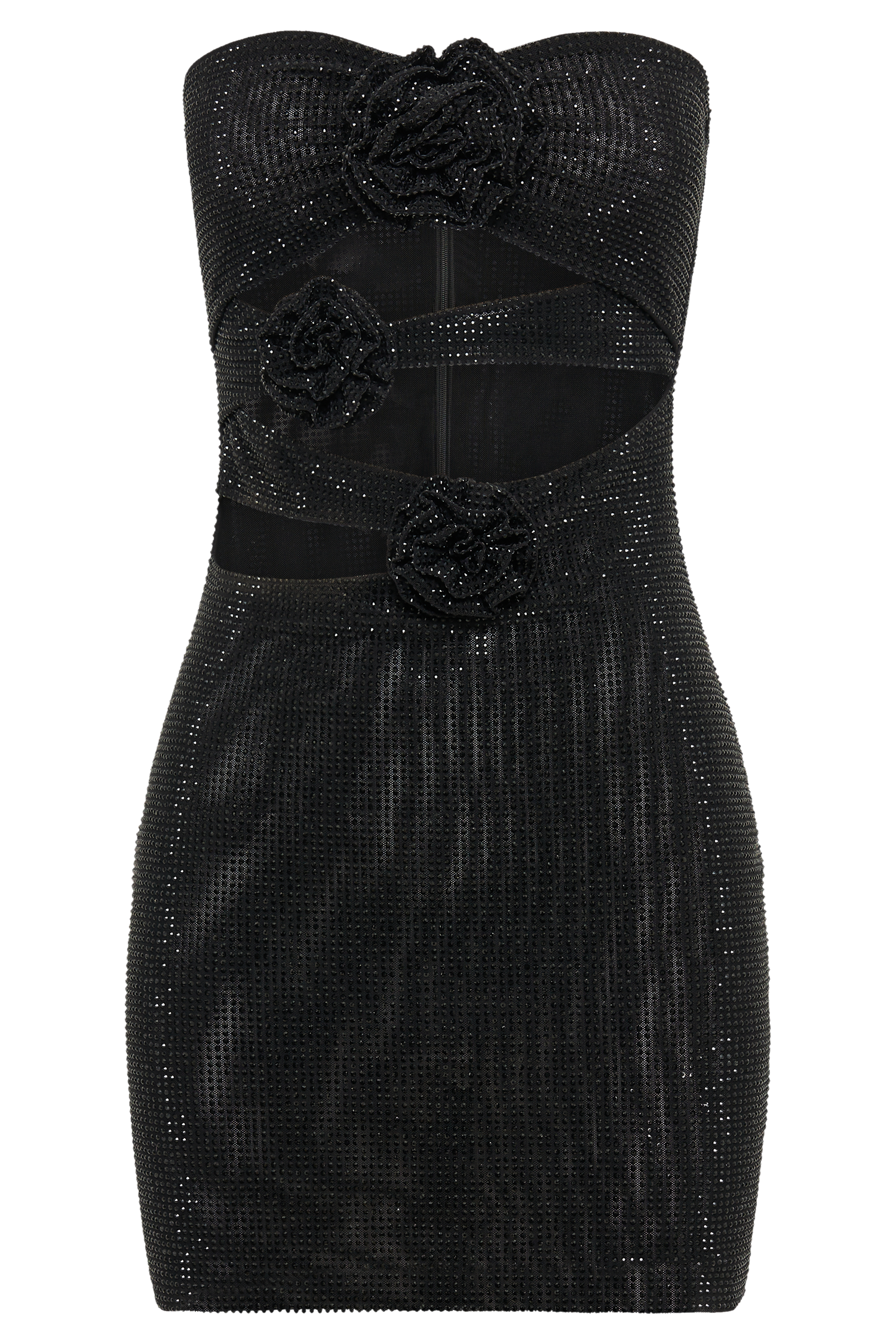 Korinna Strapless Rose Diamante Mini Dress - Black #11