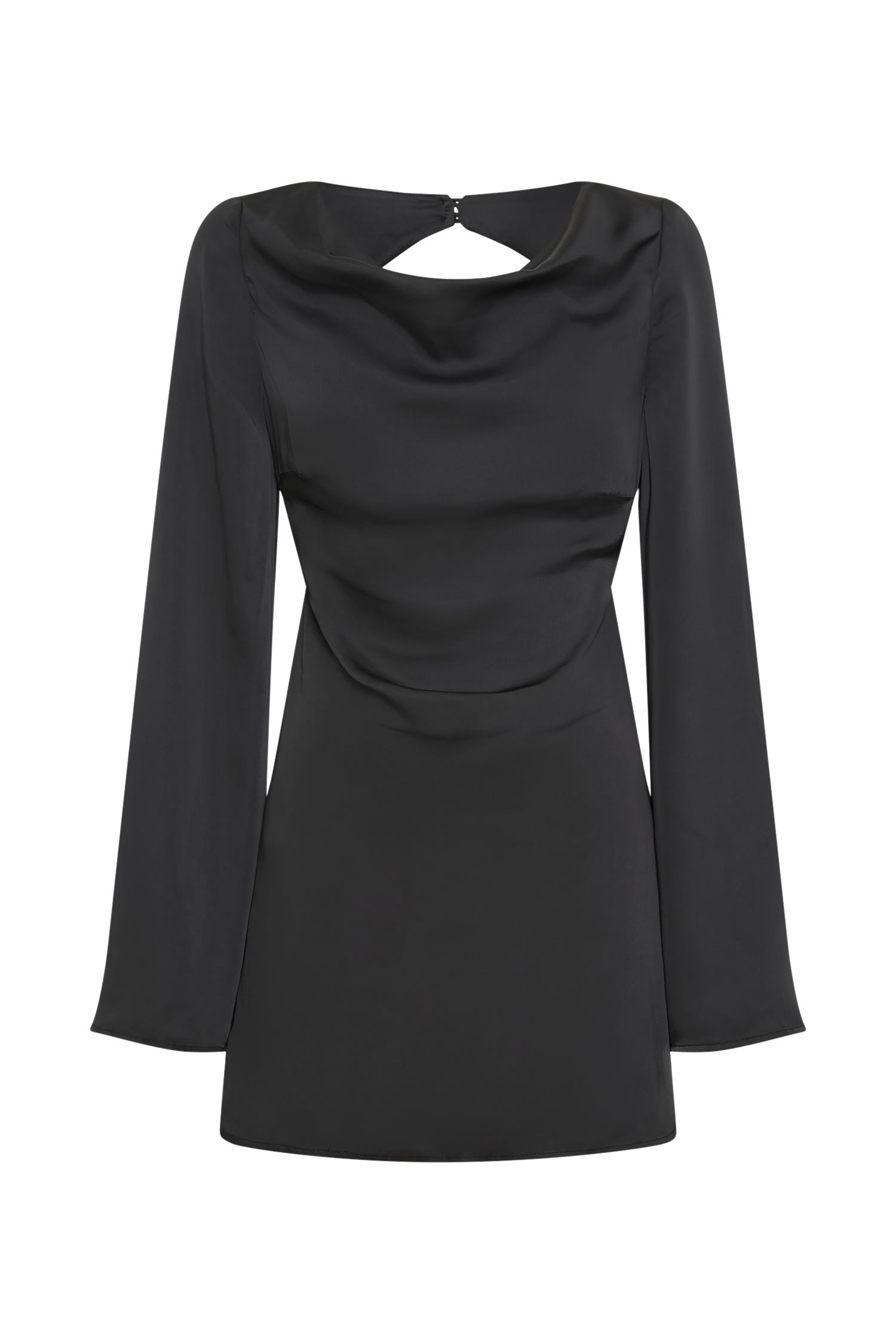 Ariana Satin Mini Dress With Cowl Black MESHKI - Main Image