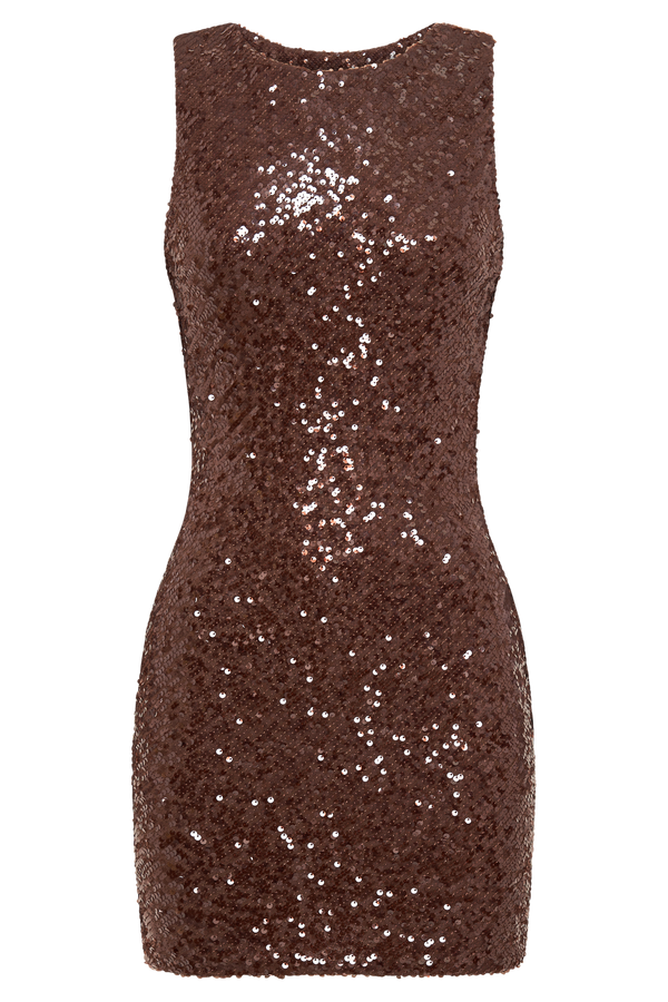 Anastasia Sequin Mini Dress - Chocolate