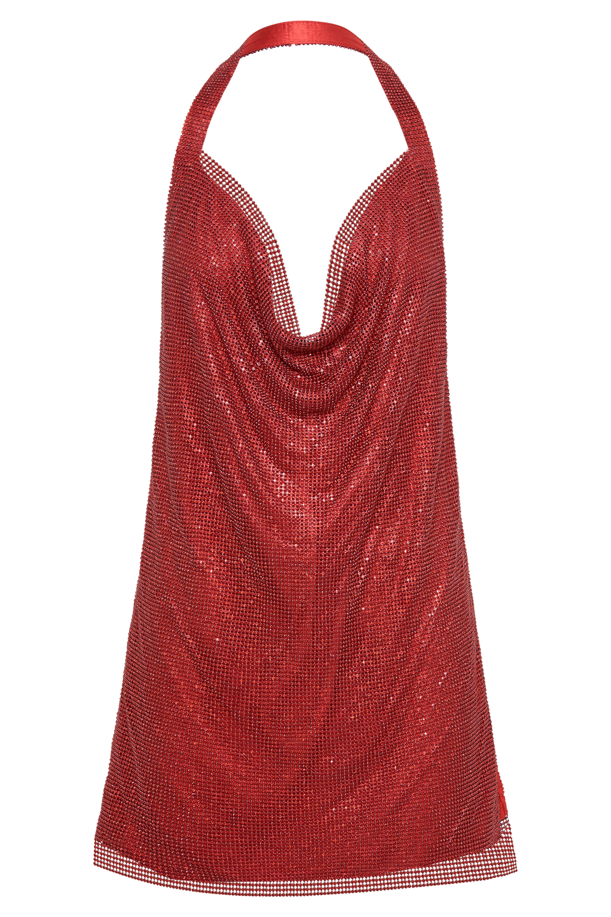 Meilani Low Back Diamante Mesh Mini Dress - Red #15