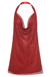 Meilani Low Back Diamante Mesh Mini Dress - Red
