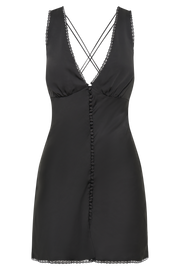 Amiri Satin Mini Dress With Lace - Black