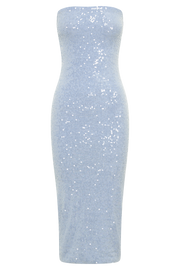 Nevada Strapless Sequin Midi Dress - Ice Blue