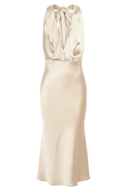 Terri Satin Cowl Midi Dress - Gold