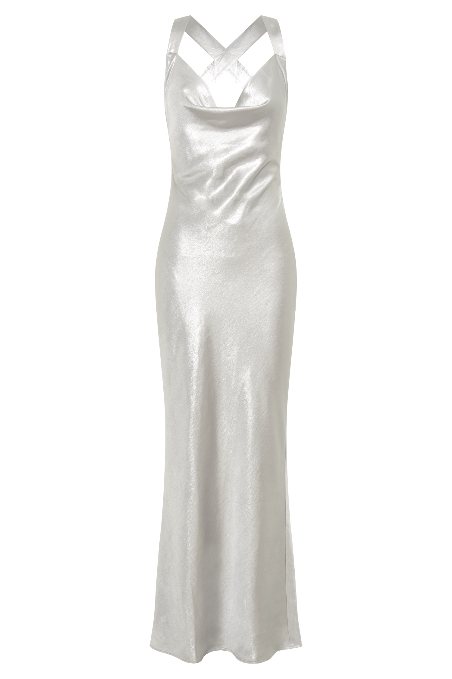 Caellie Satin Cowl Maxi Dress - Silver #12