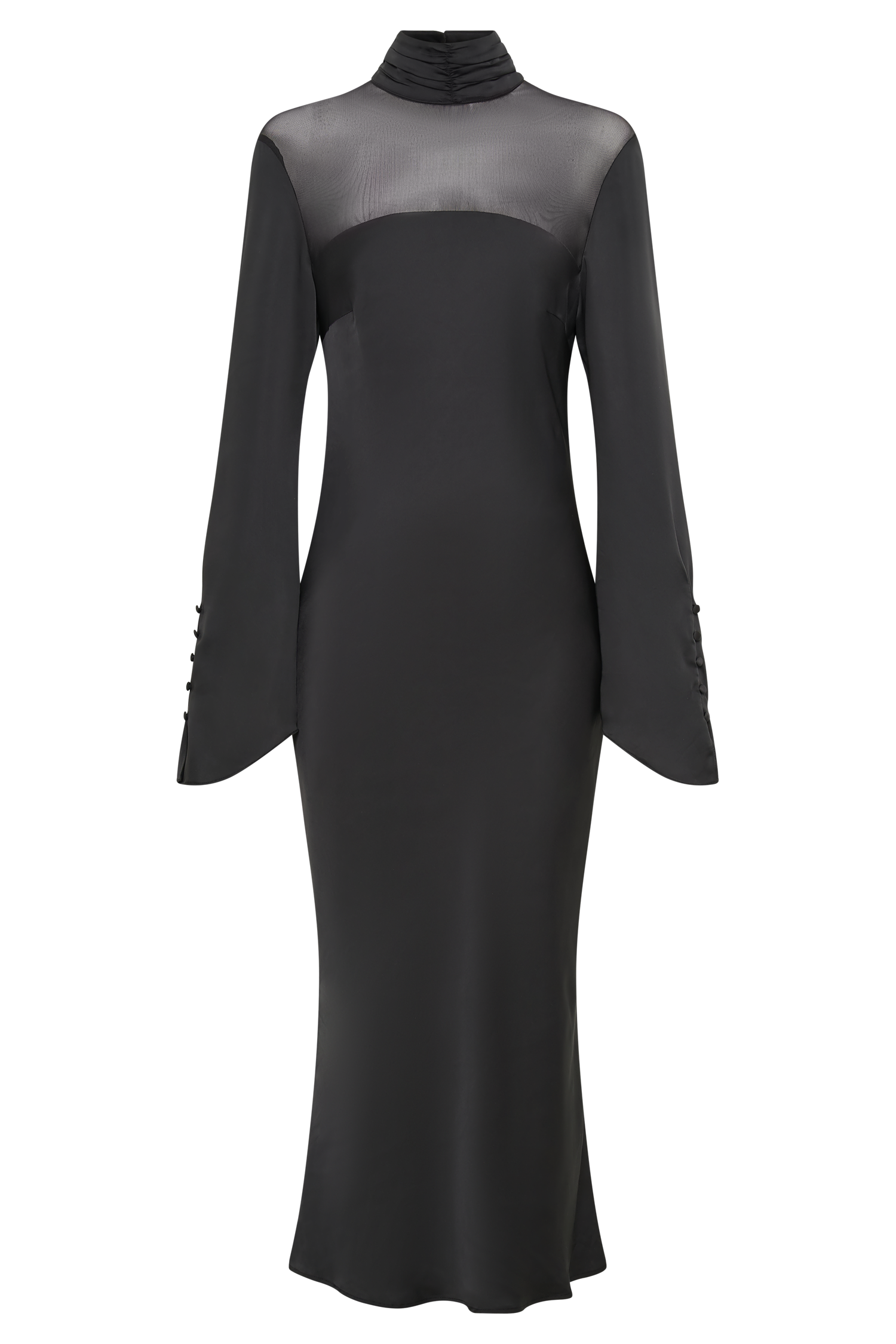 Patricia High Neck Satin Midi Dress - Black #9