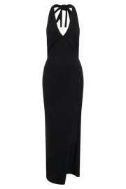Koko Knit Maxi Dress With Split - Black