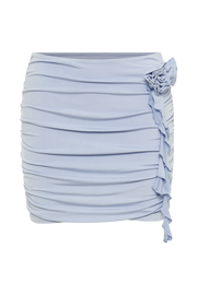 Brydee Ruched Rose Mini Skirt - Powder Blue