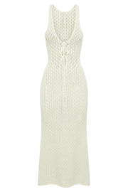 Cordelia Crochet Fishtail Midi Dress - Ivory