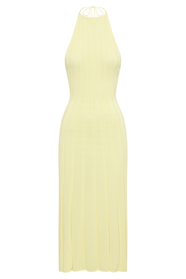 Adrienne Halter Neck Midi Dress - Lemon