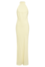 Claire Matte Satin Drape Back Maxi Dress - Light Yellow
