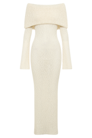 Marisol Off Shoulder Boucle Maxi Dress - Ivory