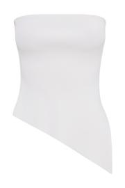 Sidney Asymmetrical Strapless Knit Top - White