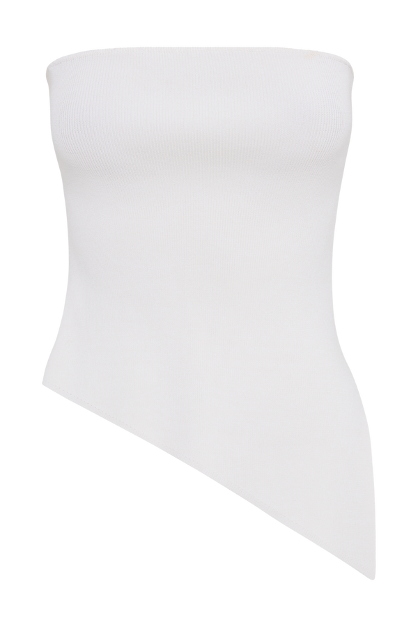 Sidney Asymmetrical Strapless Knit Top - White