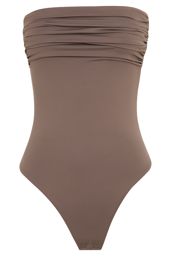 Romina Recycled Nylon Ruched Bodysuit - Coco