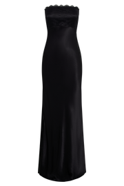 Darcie Strapless Satin Maxi Dress - Black