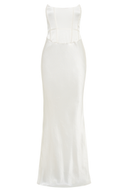 Harlow Satin Strapless Maxi Dress - Ivory