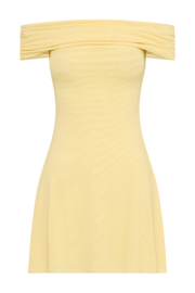 Josie Off Shoulder Mesh Mini Dress - Lemon