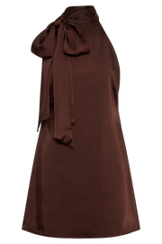 Aubriella Halter Mini Dress With Tie - Dark Chocolate