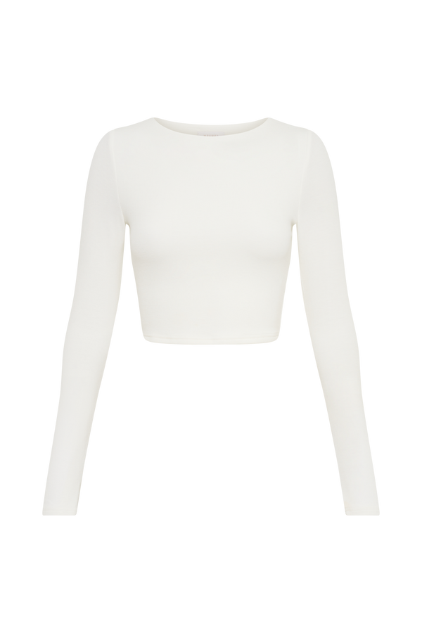 Abigail Long Sleeve Modal Top - White