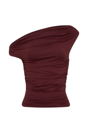 Alayna Recycled Nylon Ruched Top - Wine