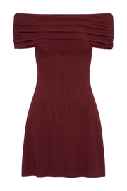 Josie Off Shoulder Mesh Mini Dress - Wine