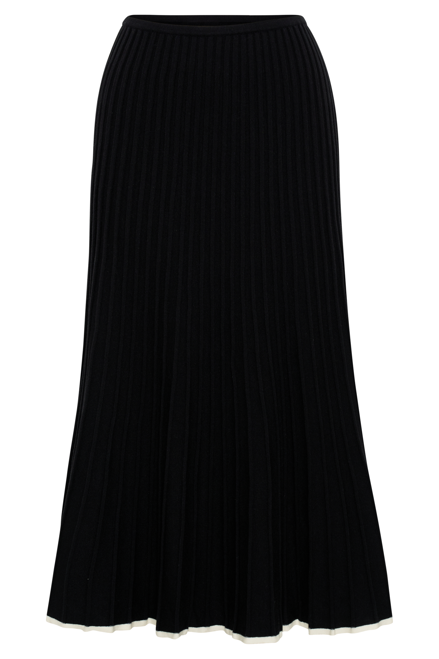 Jolene Contrast Rib Knit Midi Skirt - Black #10