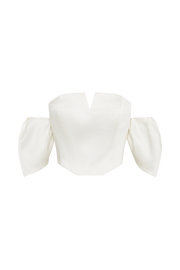 Portia Off Shoulder Satin Corset Top - White