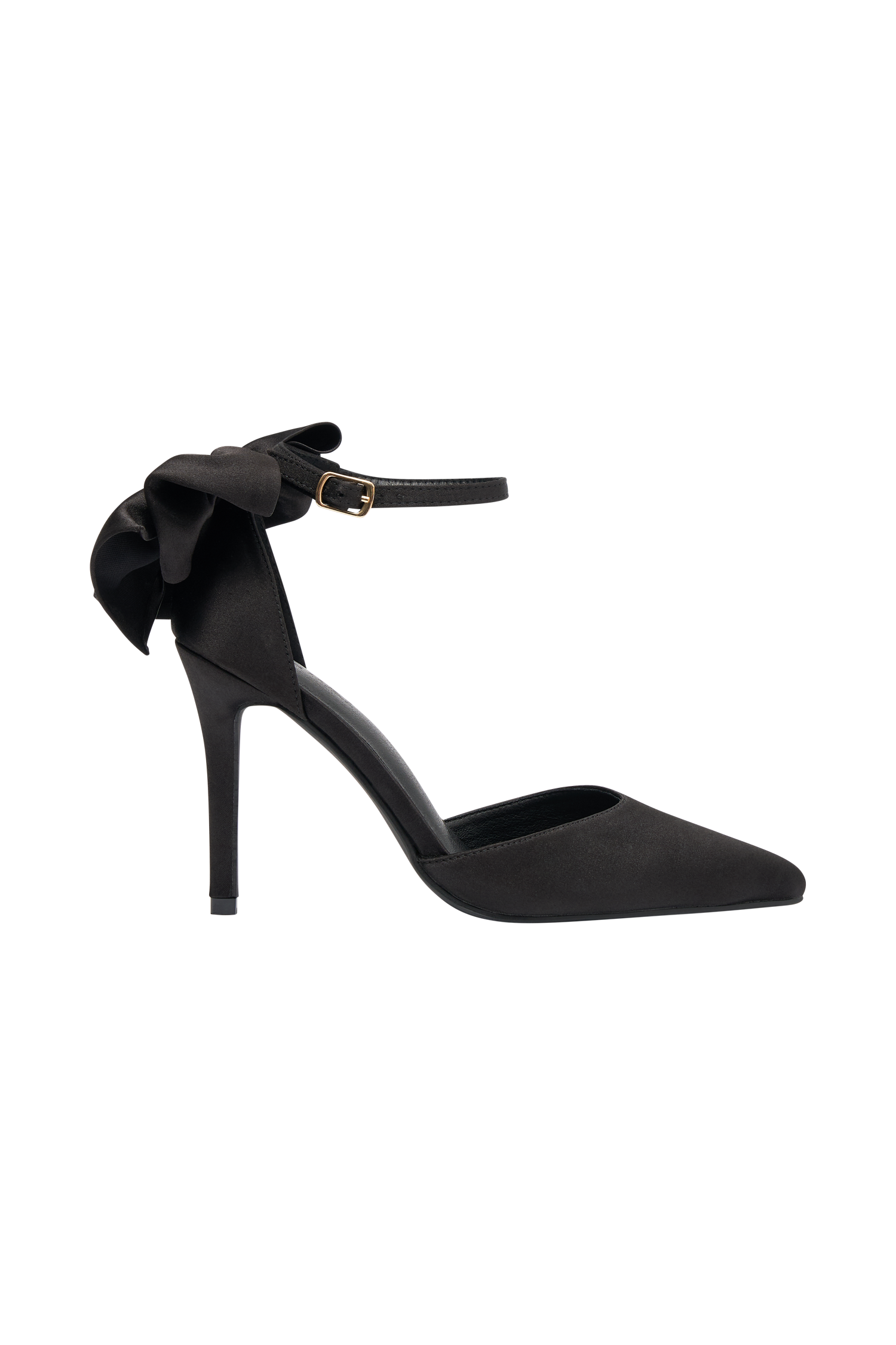 Charmed Satin Bow Heel Black MESHKI