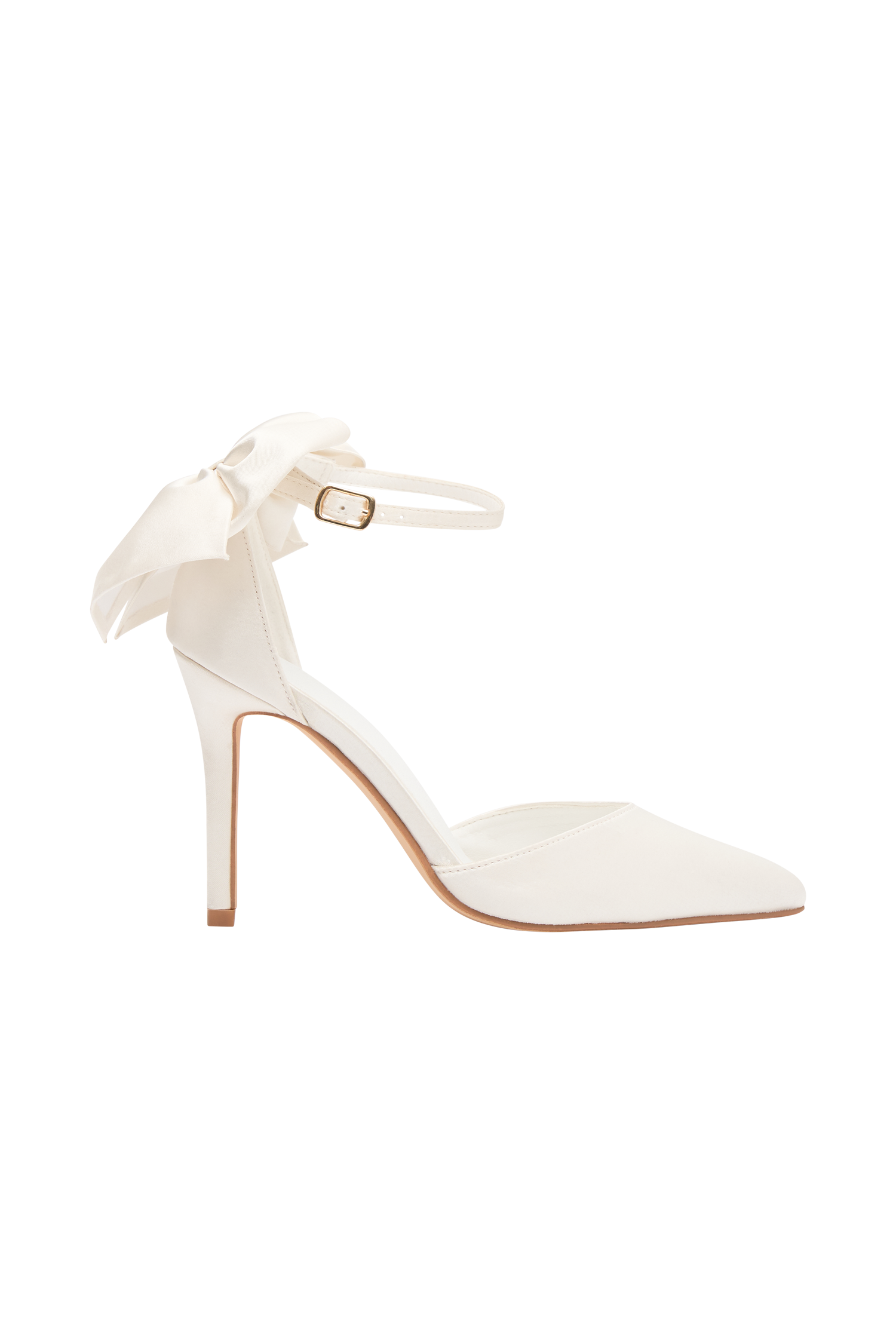 Charmed Satin Bow Heel White MESHKI