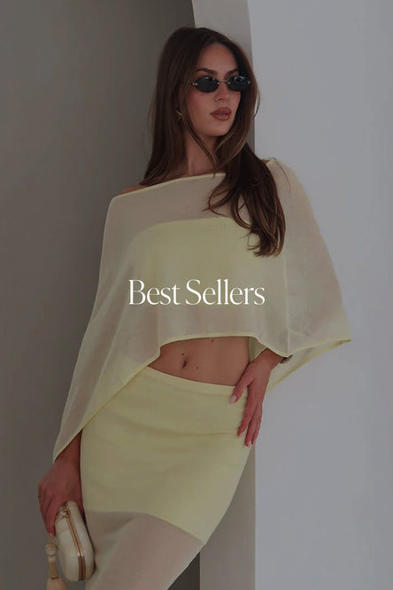 Woman in a yellow two piece set.