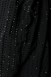 Emeraude Diamante Ruched Midi Dress - Black