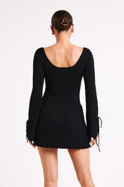 Britney Long Sleeve Knit Mini Dress - Black