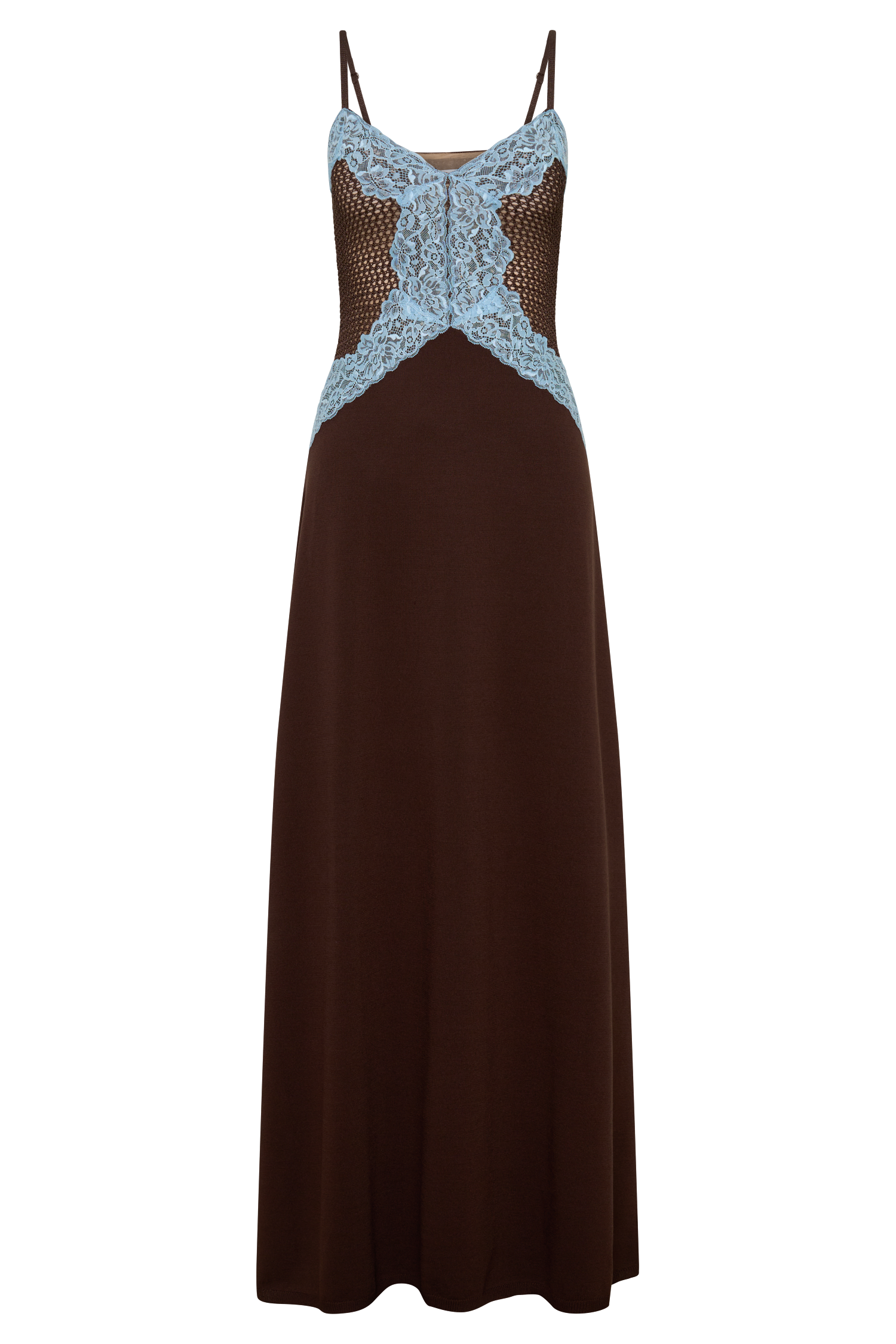 Bray Knit & Lace Maxi Dress - Chocolate/Blue | MESHKI Bray Knit & Lace Maxi Dress - Chocolate/Blue | MESHKI