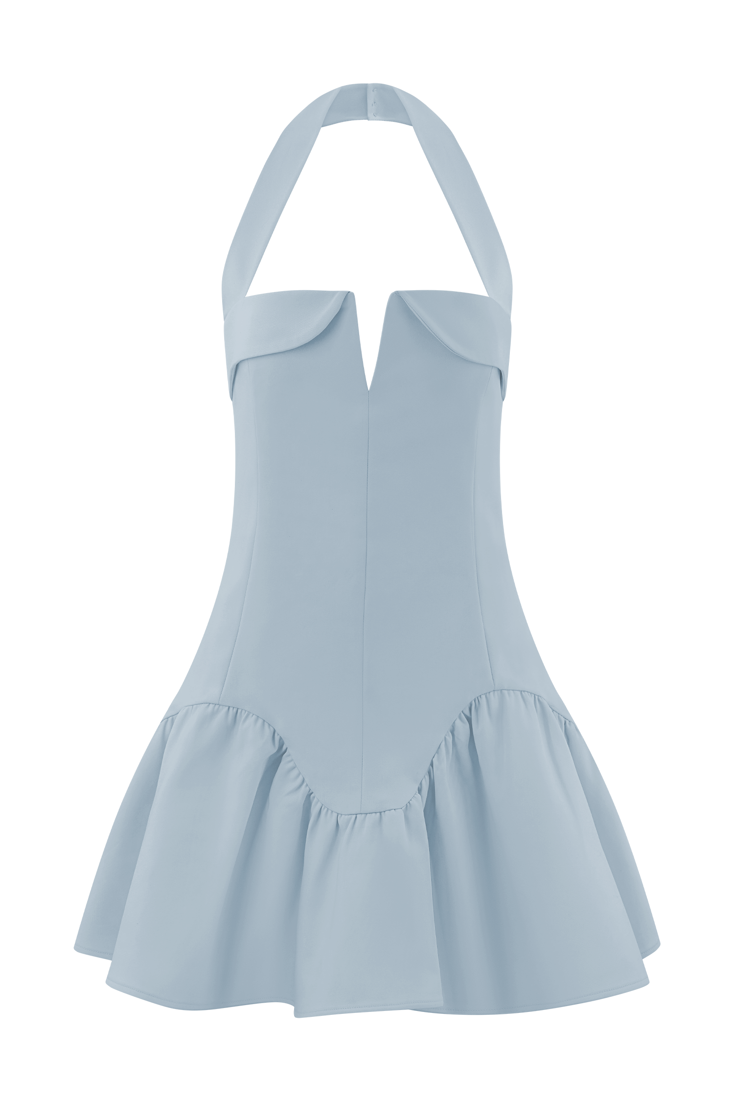 ThemeNY Mackenzie Pastel Blue Halter Mini Dress