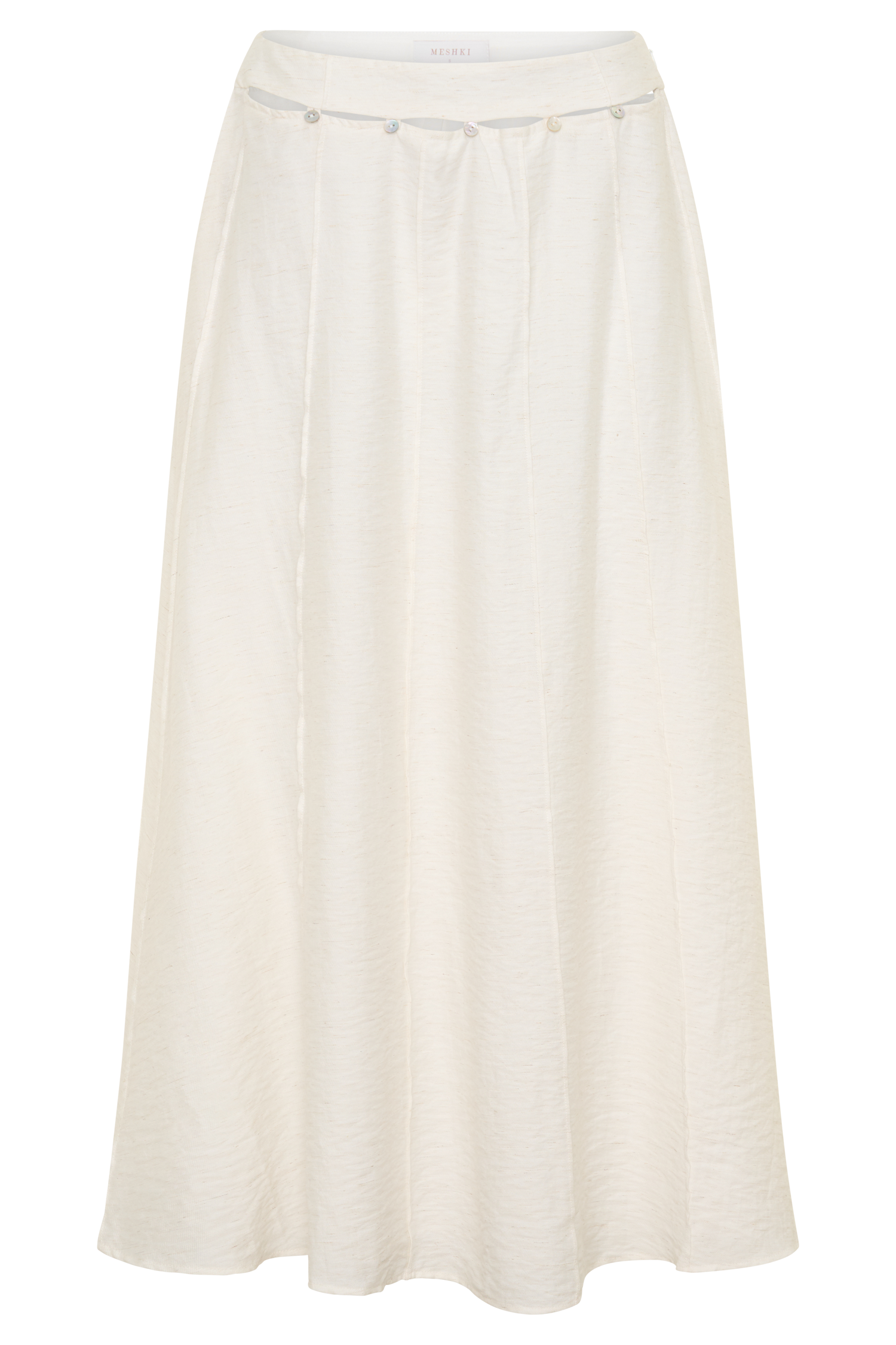 Claire Pearl Button Midi Skirt - White #13