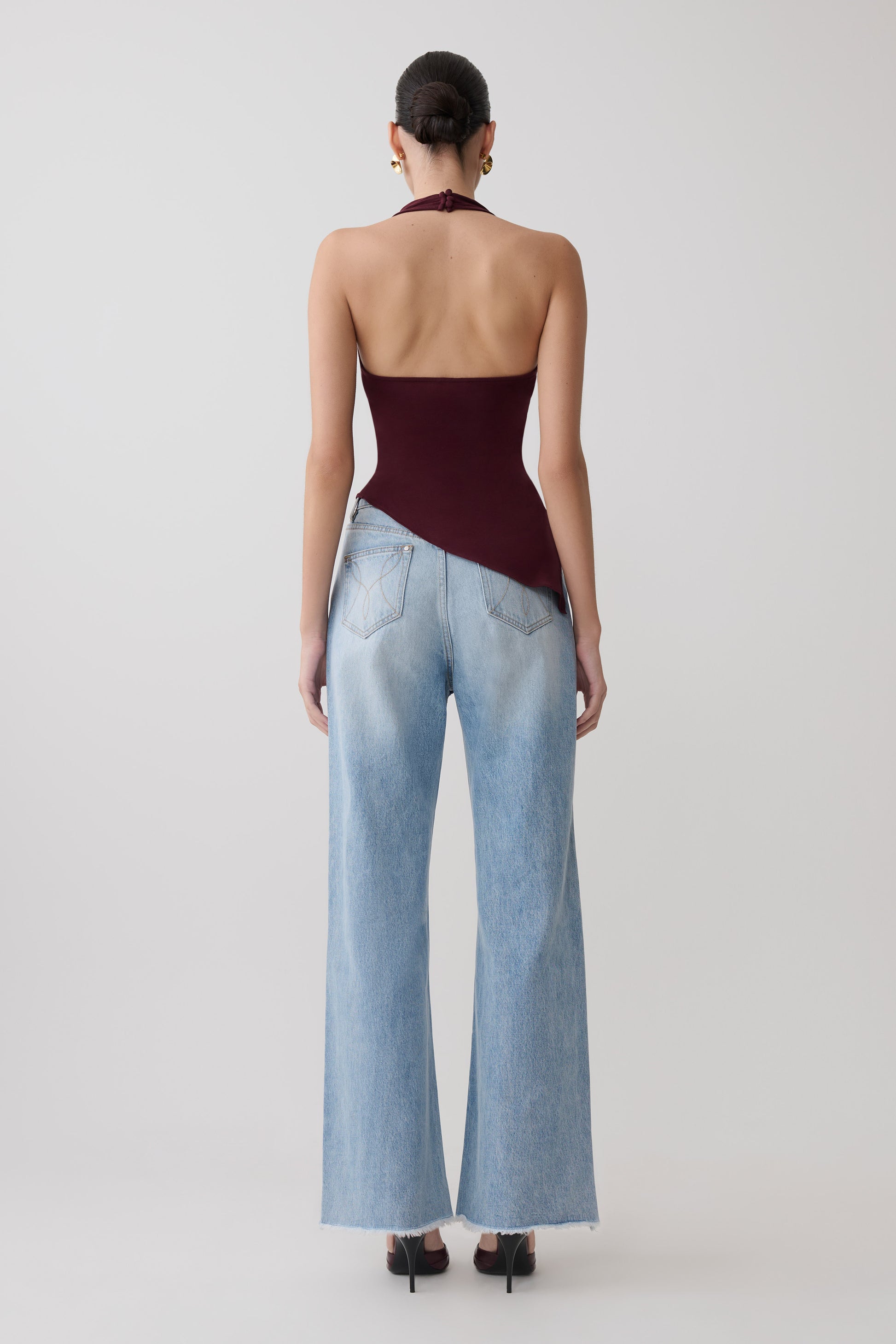 Clea Relaxed Sheer Halter Top - Burgundy #5