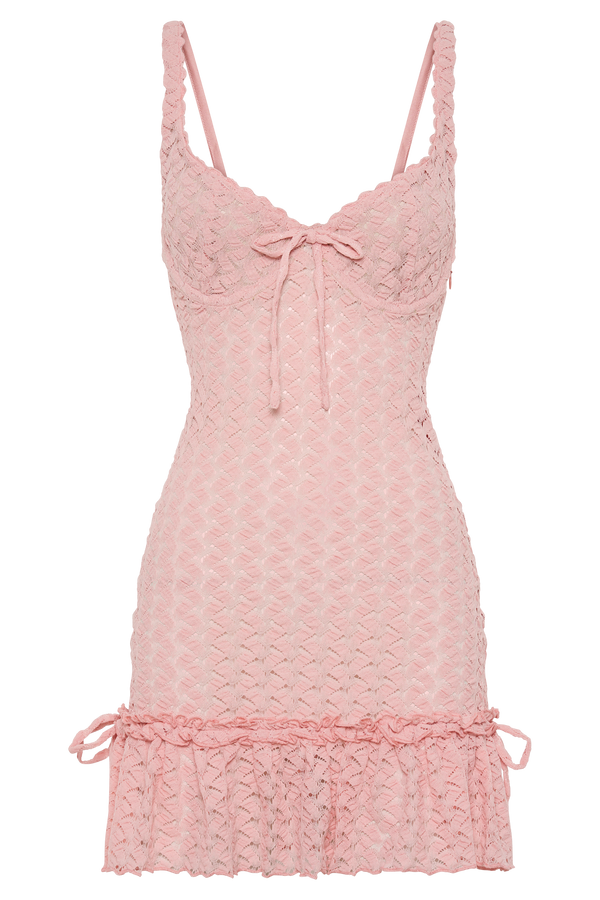 Marietta Cupped Lace Mini Dress - Fairy Floss Pink