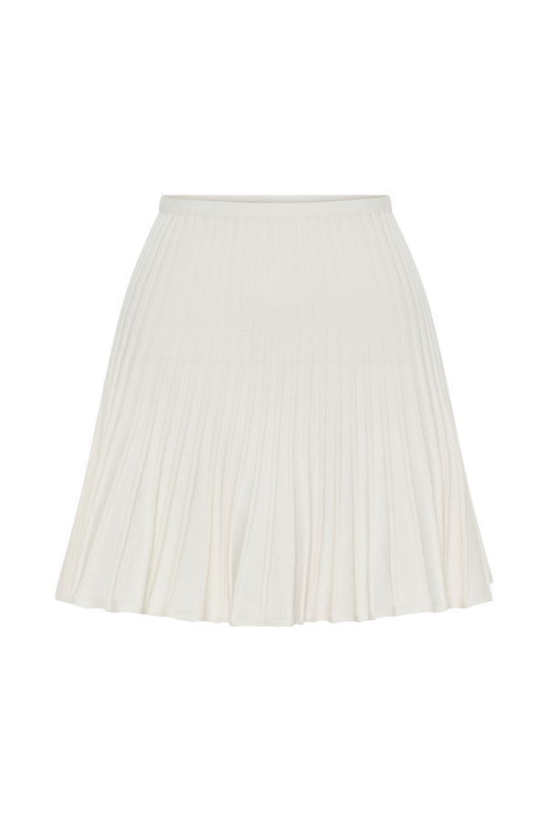 Wendy Pleated Knit Mini Skirt - Ivory
