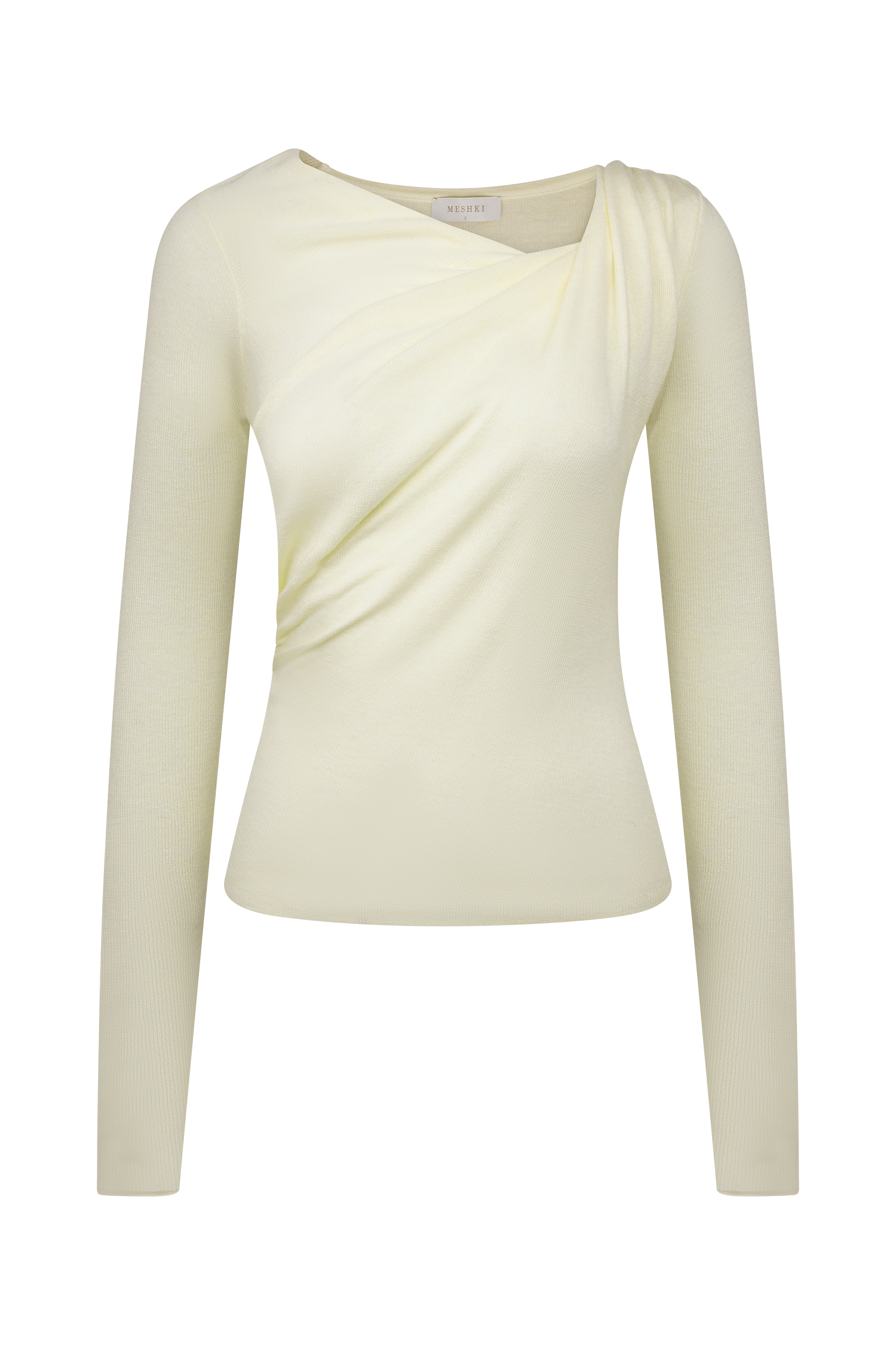 Culver Draped Twist Knit Top - Cream | MESHKI