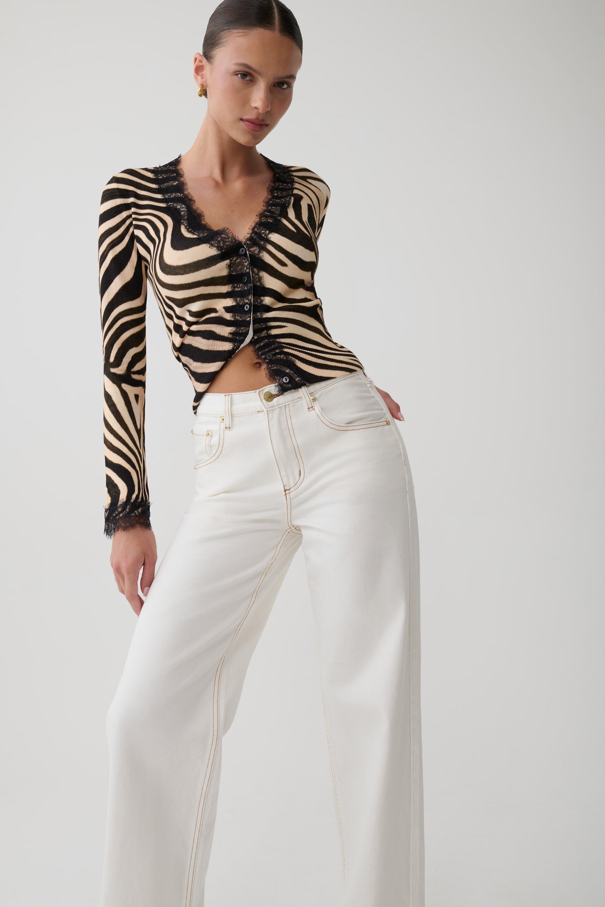 Mannon Mid Rise Denim Jeans - White