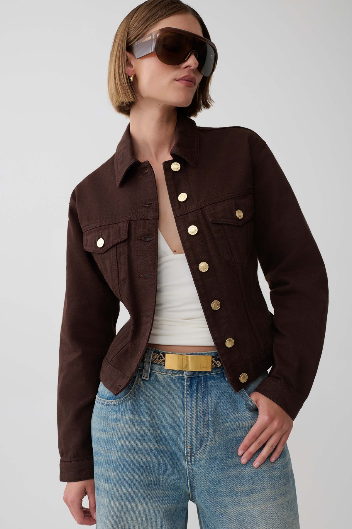 Renee Belted Denim Jacket - Chocolate #4