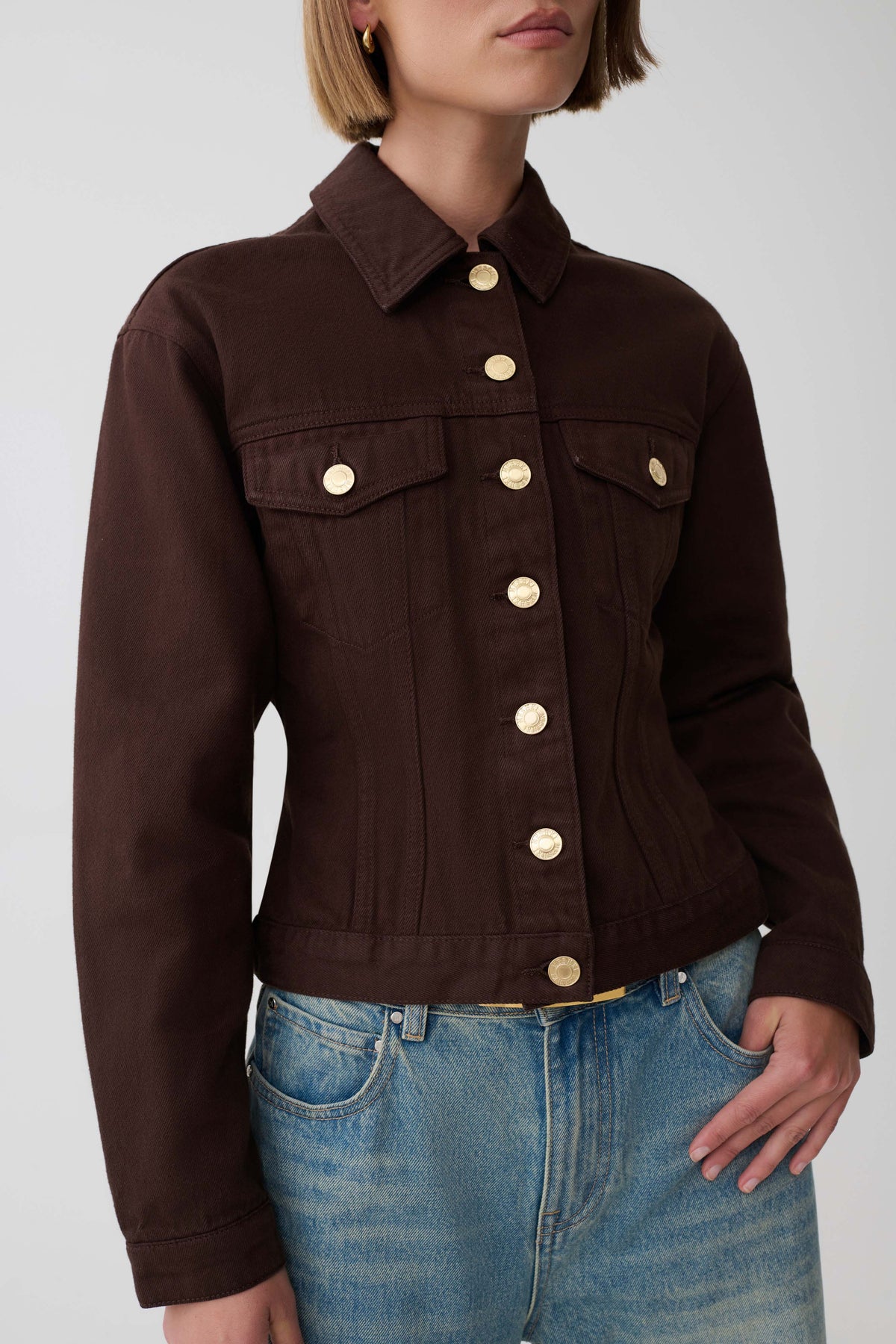 Renee Belted Denim Jacket - Chocolate