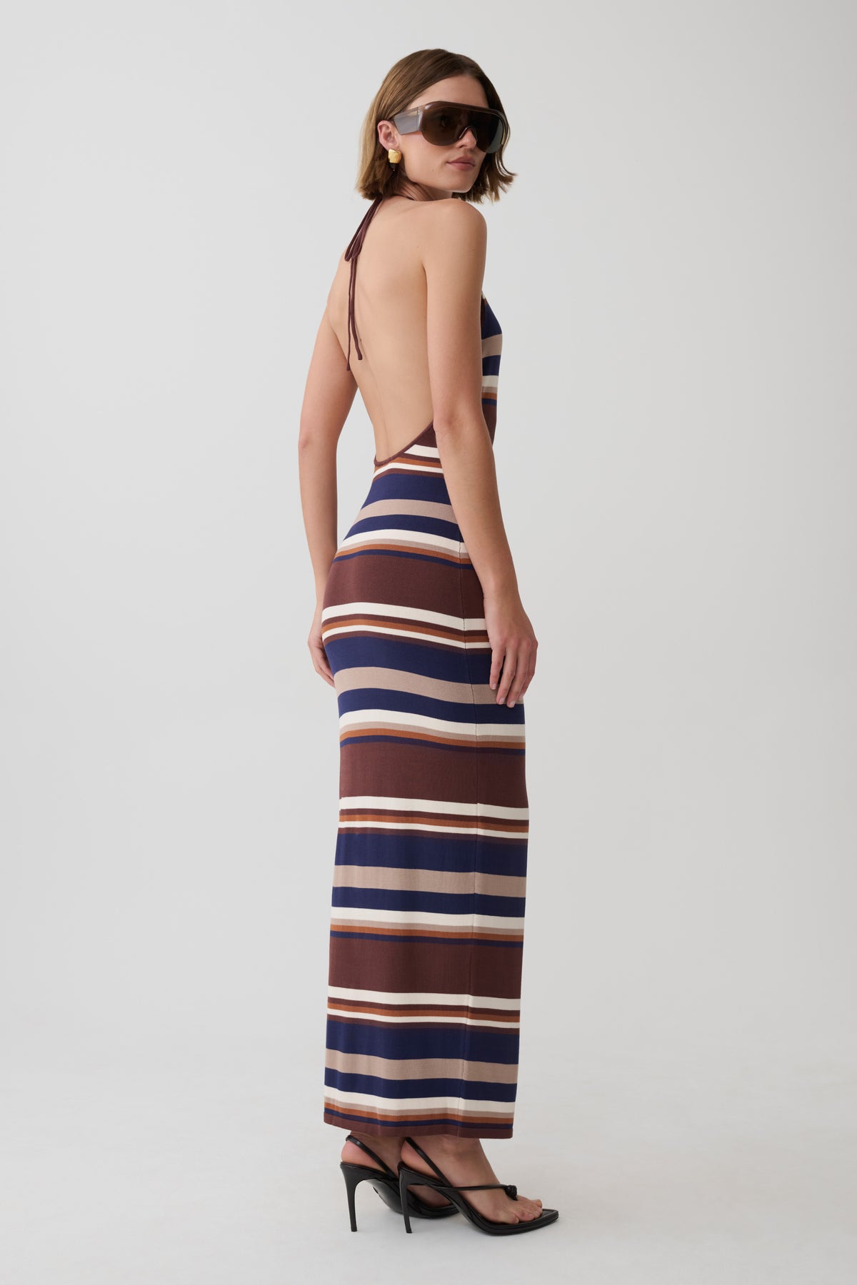 Brienne Stripe Midi Dress - Navy/Neutral