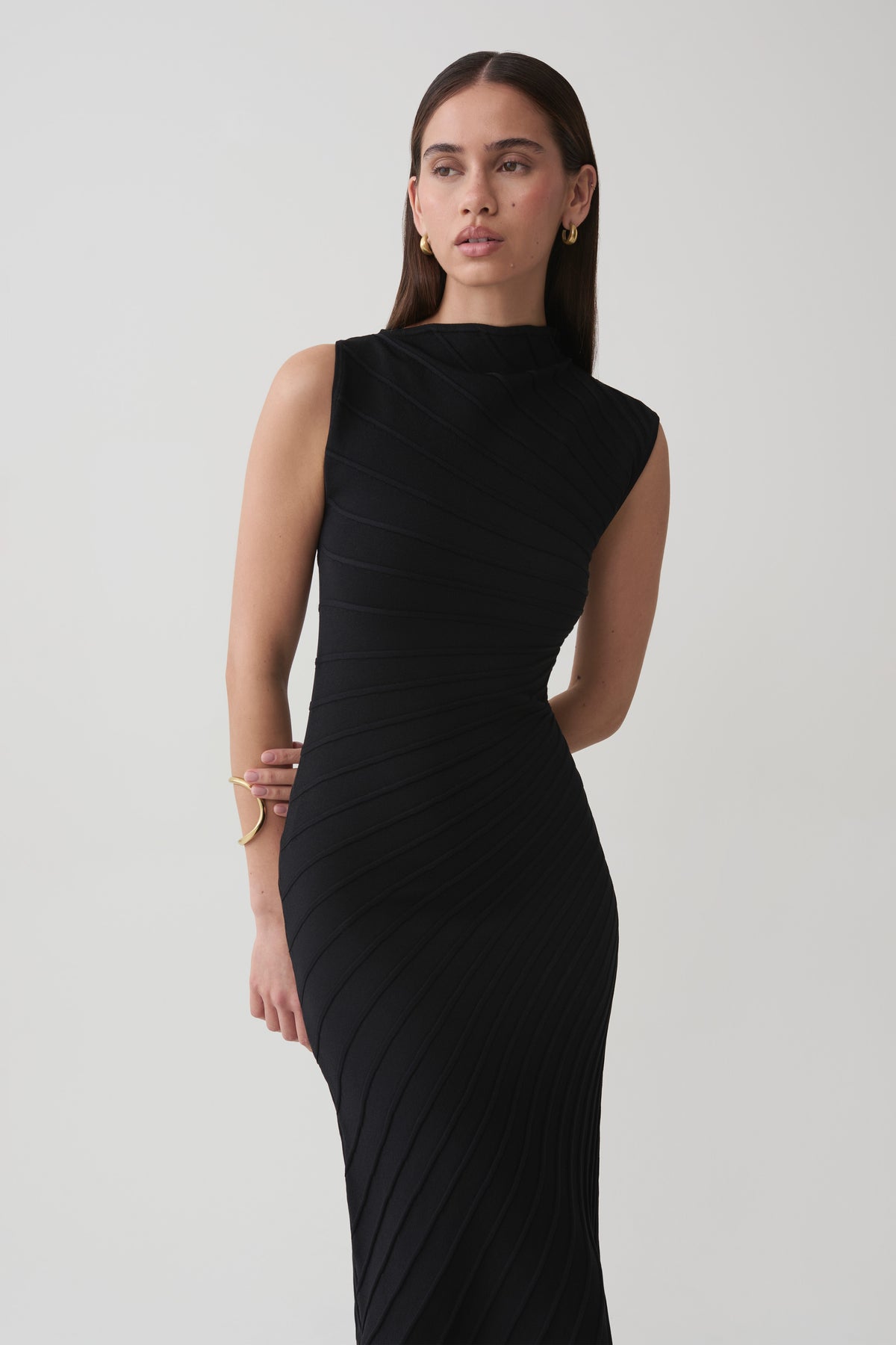 Milasandra Pleated Knit Dress - Black #3
