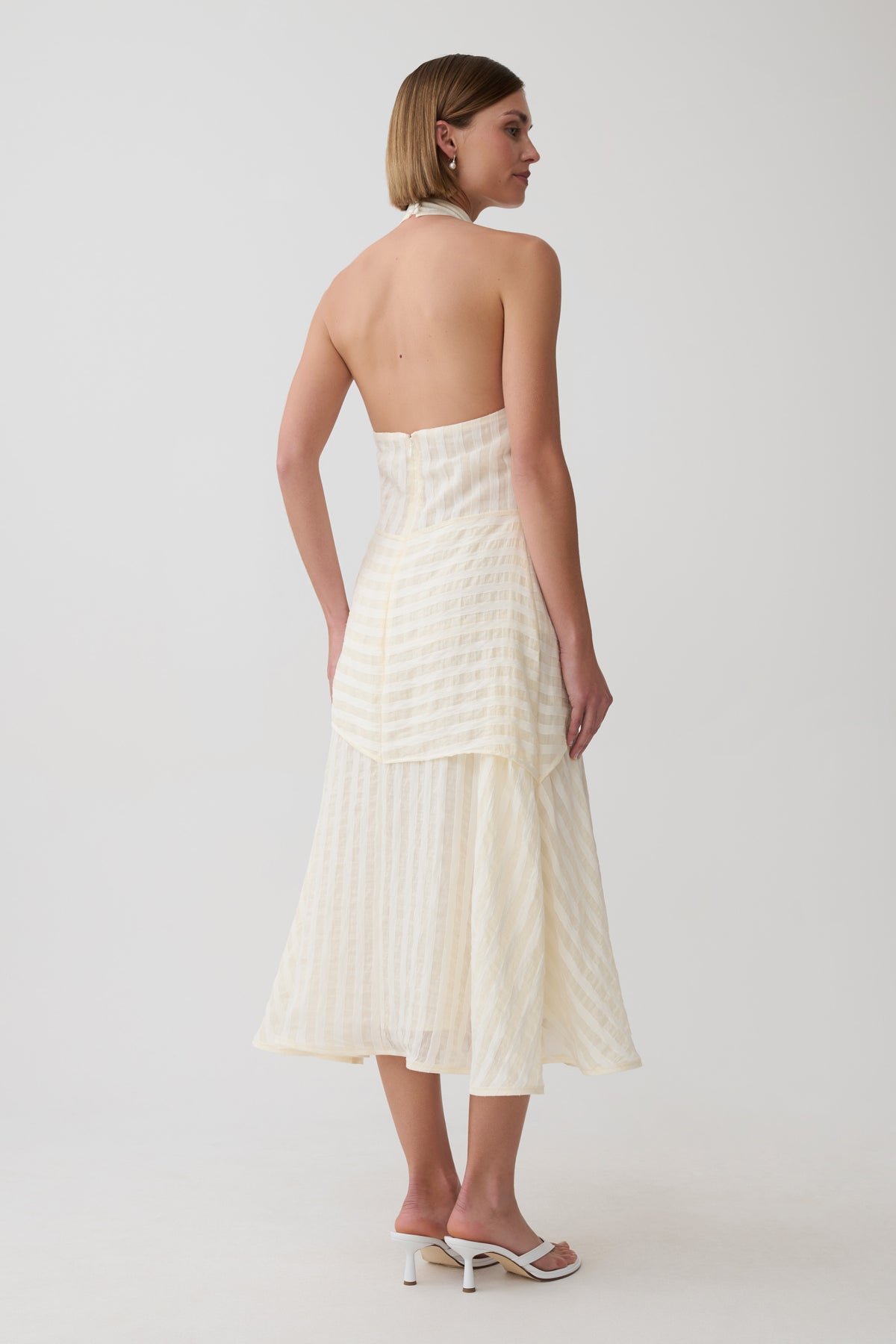 Darline Striped Halter Midi Dress - Ivory #2