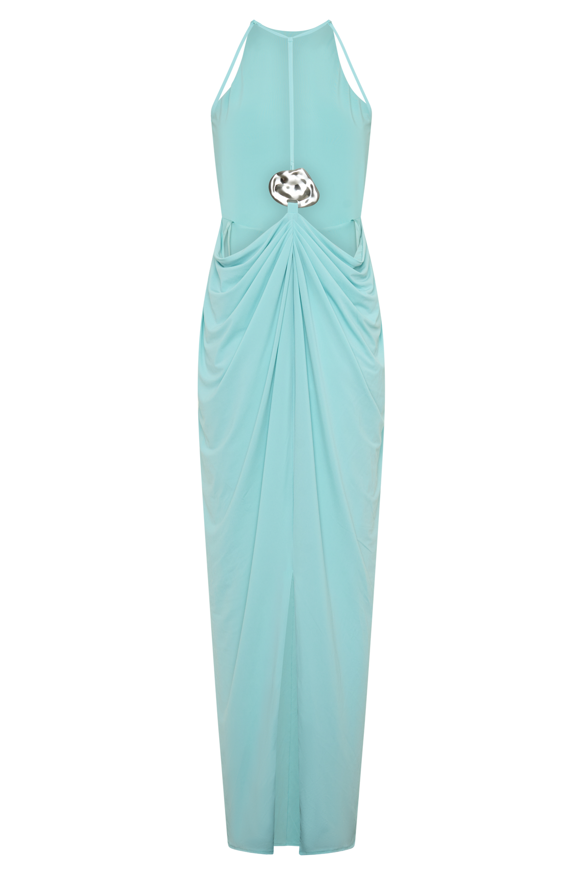 Bahari Low Back Halter Maxi Dress - Aqua Blue #7