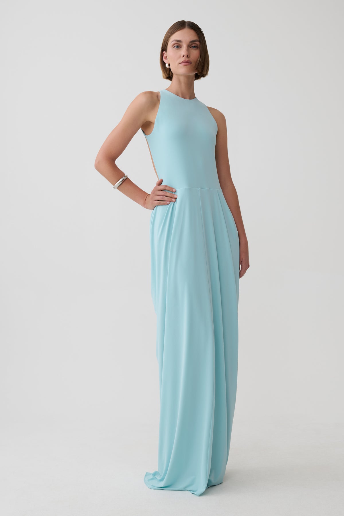 Bahari Low Back Halter Maxi Dress - Aqua Blue #2